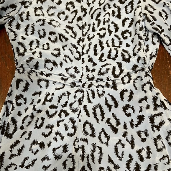 A.L.C. Marcella Silk Zip Front Blue Leopard Print Dress - Picture 8 of 10